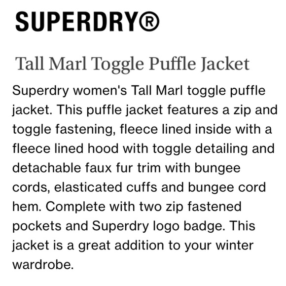 SUPERDRY Tall Marl Toggle Puffle Jacket Burgundy Puffer Hooded Coat Size 2 US - Picture 15 of 16